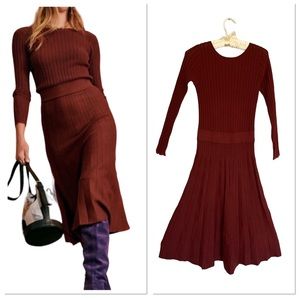 Sézane Flavie Pleated Knit Dress Sz Small